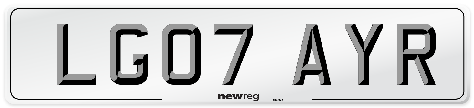 LG07 AYR Number Plate from New Reg